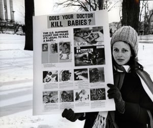 A woman participates in the Roe v. Wade protest in Madison, Wisconsin, 1978.