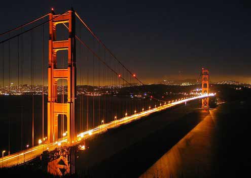 nighttime shot of the Golden Gate Bridge