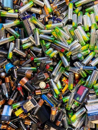 old batteries in a pile