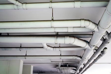 plumbing pipes in a building