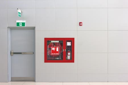 fire exit door and fire extinguisher box